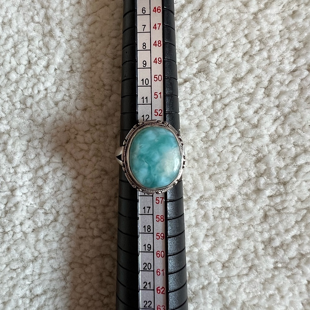 925 Sterling Silver larimar ring